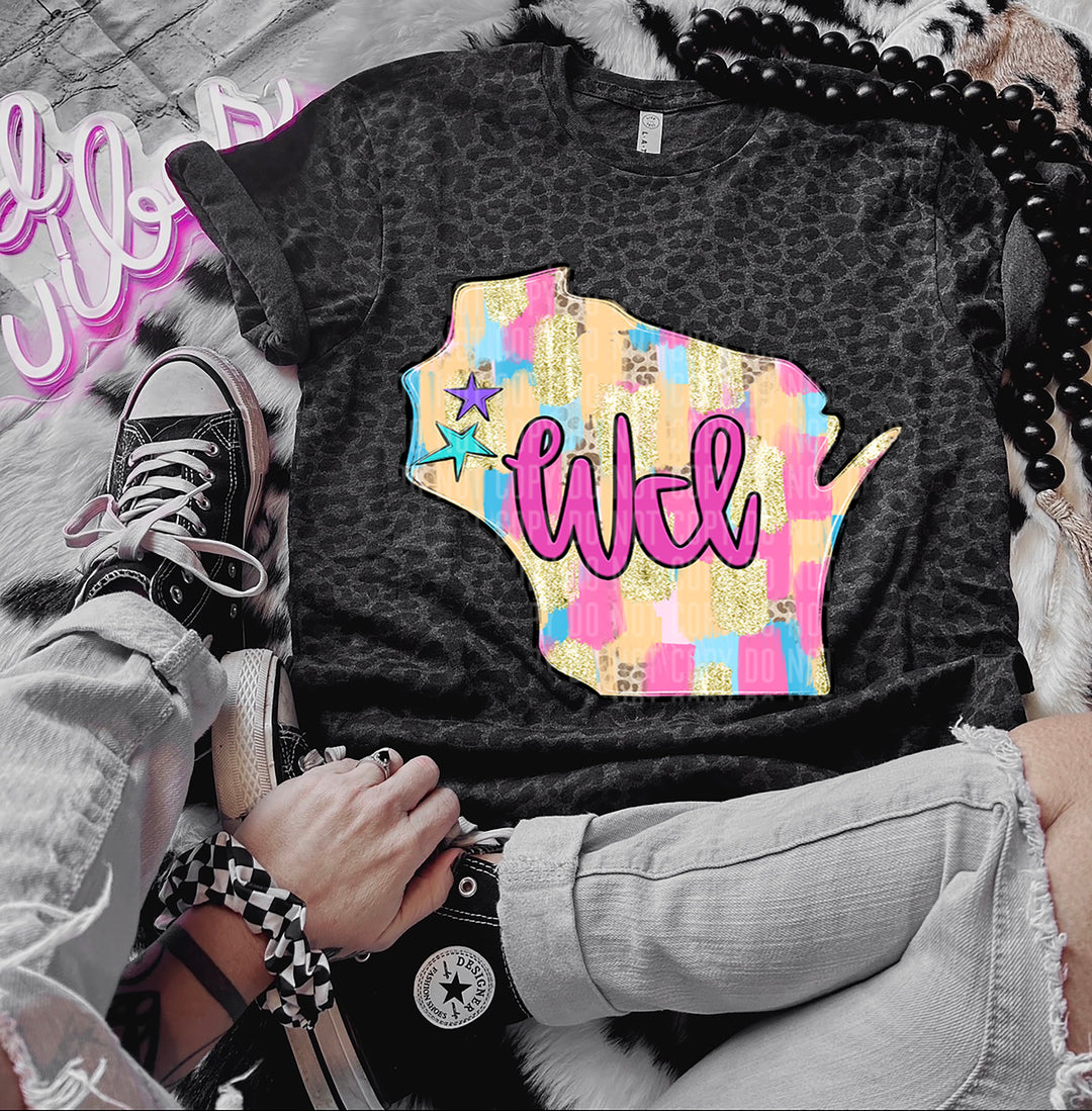 Preppy Bright Brushstroke States DTF Print