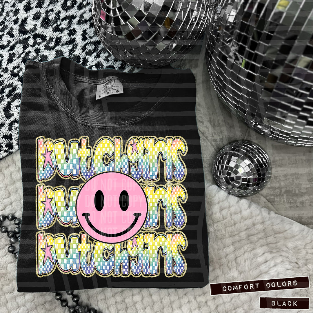 Pink Smiley Triple Stack DTF Print