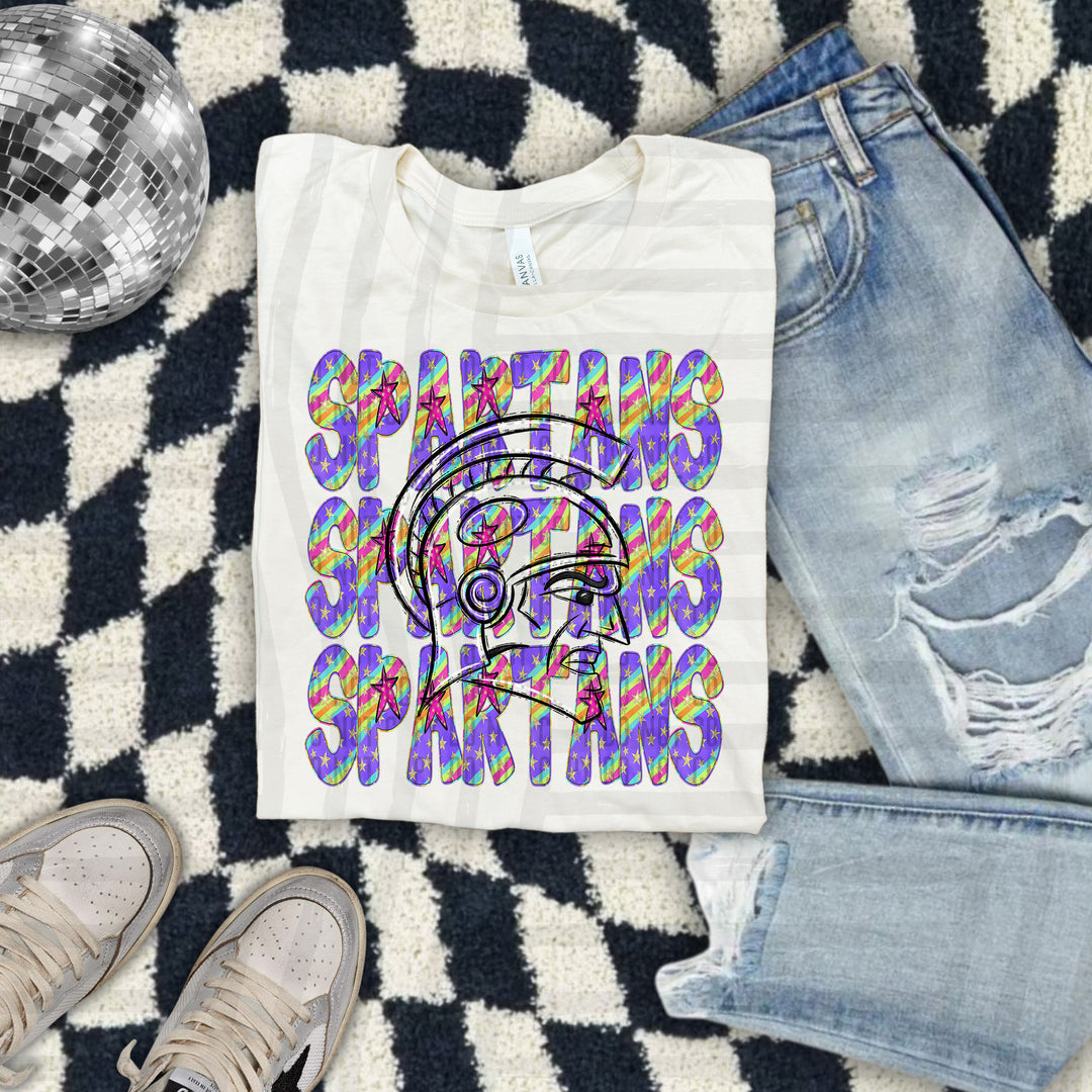 Rainbow Swirl Mascot Outlines DTF Print