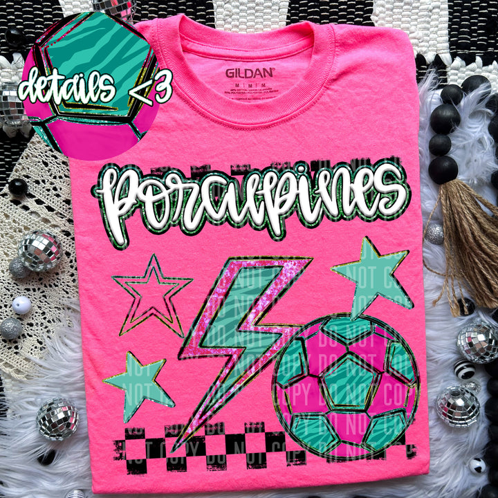 Rainbow Soccer Bolts DTF Print