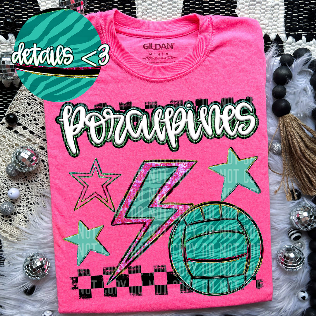 Rainbow Volleyball Bolts DTF Print