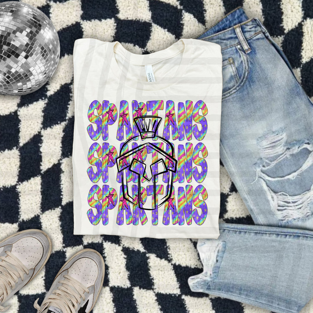 Rainbow Swirl Mascot Outlines DTF Print