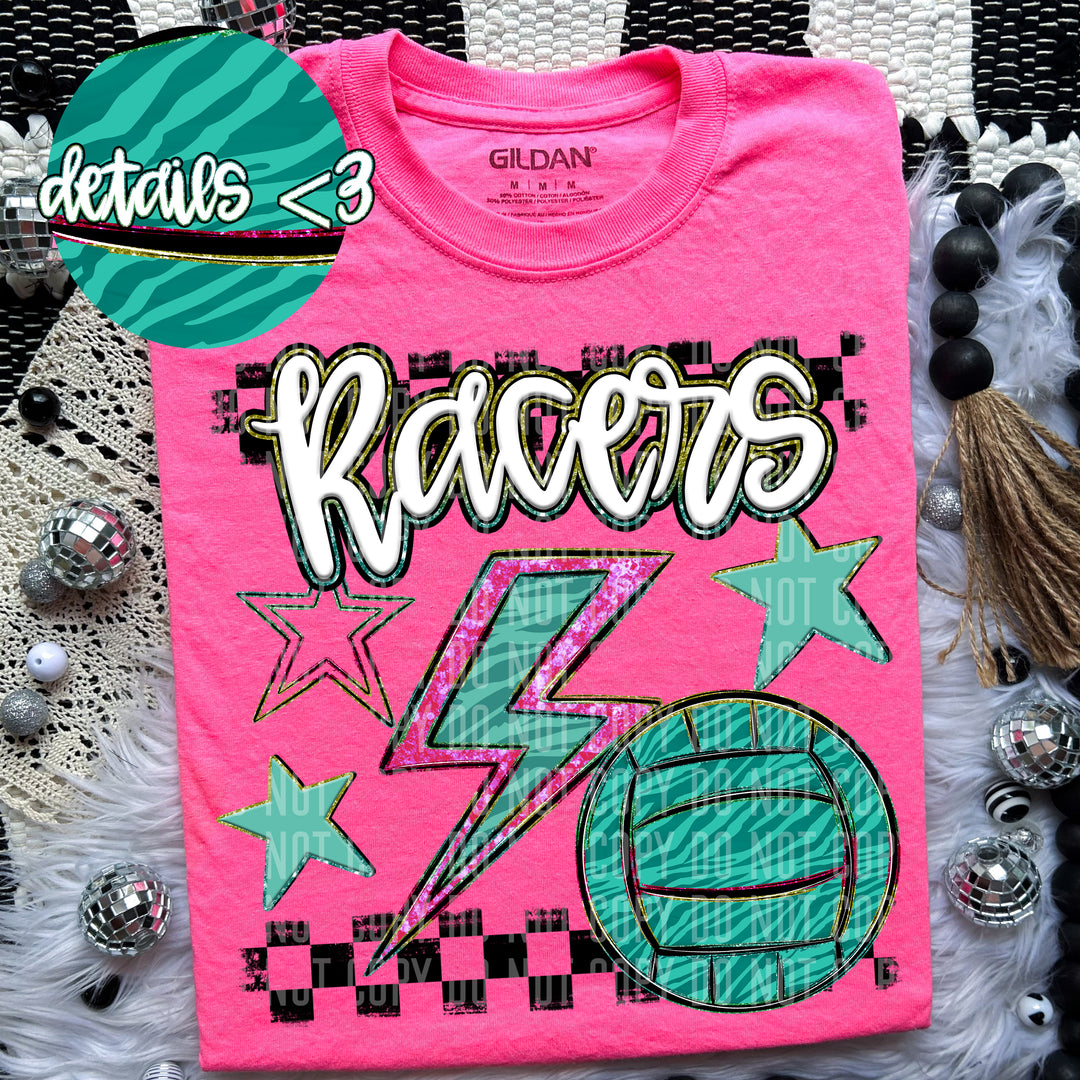 Rainbow Volleyball Bolts DTF Print