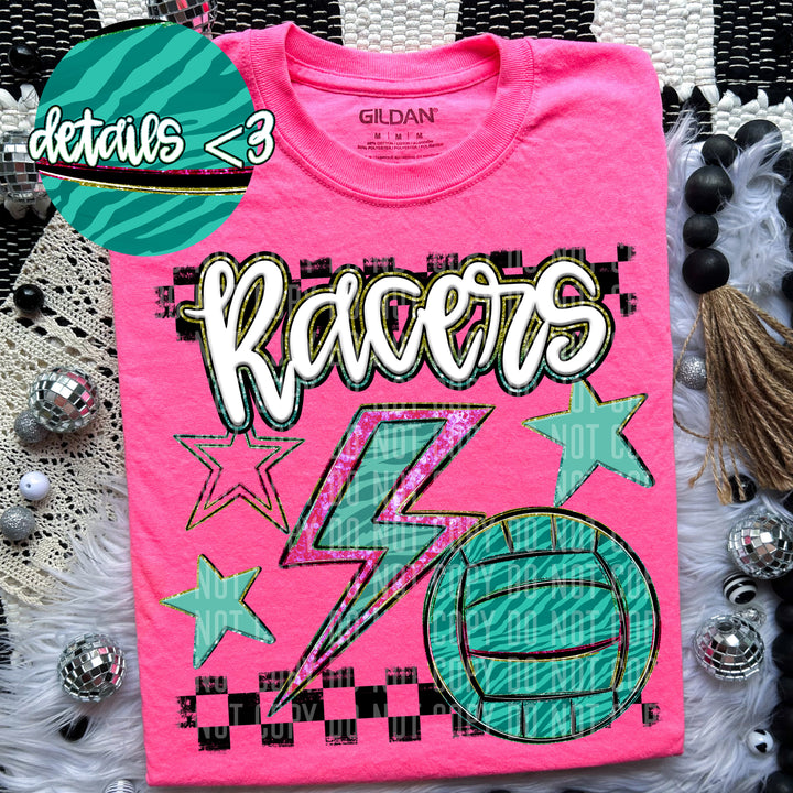 Rainbow Volleyball Bolts DTF Print