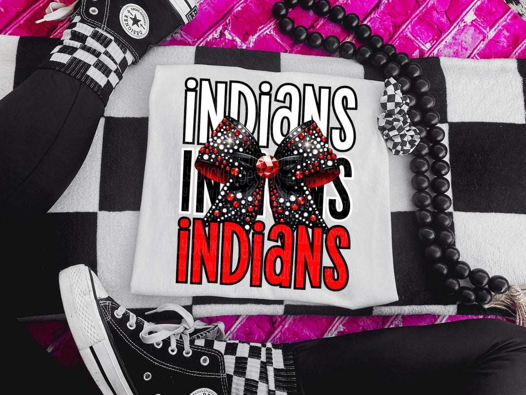 Indians (Red and Black) with Bow DTF Print