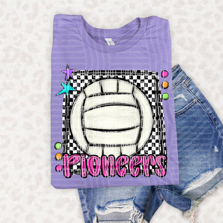 Bright Preppy Volleyball DTF Print