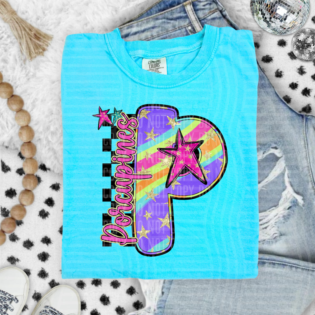 Rainbow Swirl Initials DTF Print