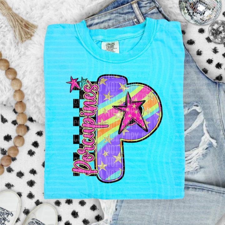 Rainbow Swirl Initials DTF Print