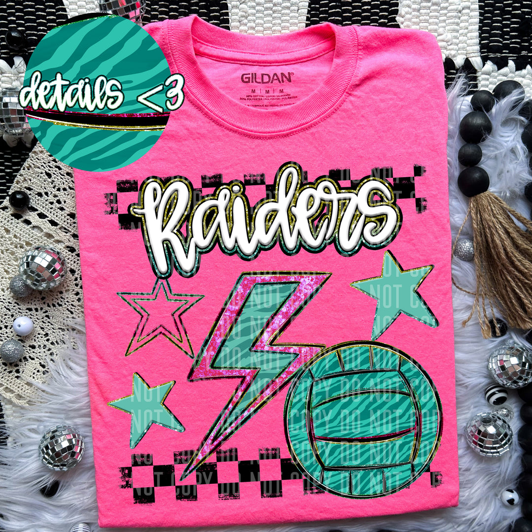 Rainbow Volleyball Bolts DTF Print