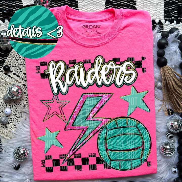 Rainbow Volleyball Bolts DTF Print