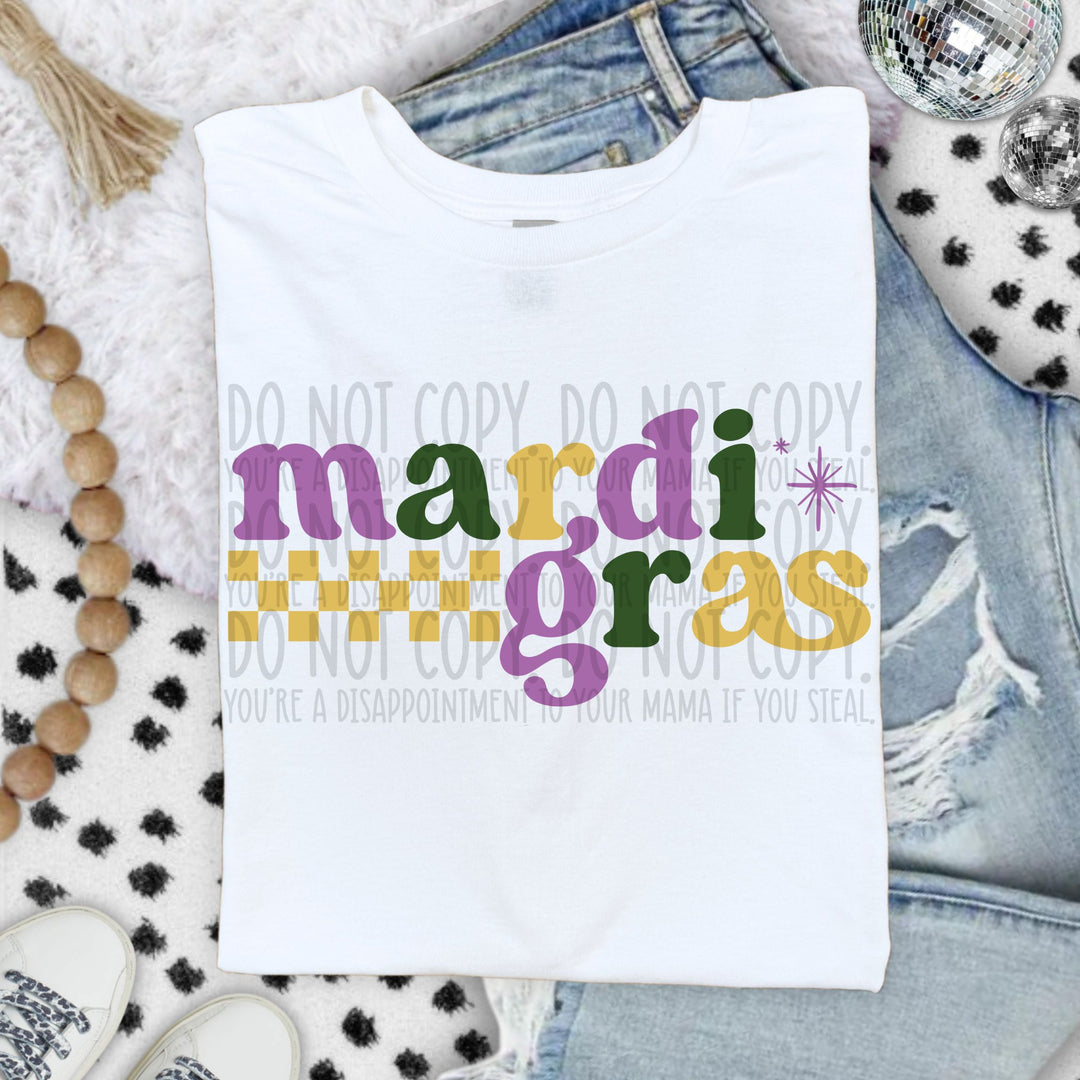 Mardi Gras Text DTF Print