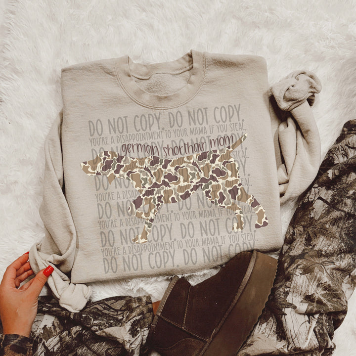 Duck Camo Dog Breeds DTF Print