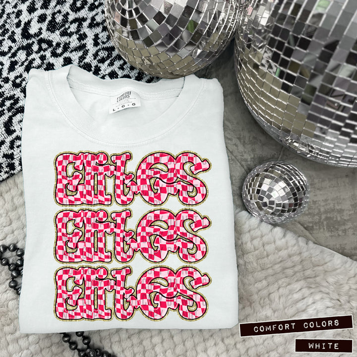 Pink Checks DTF Print