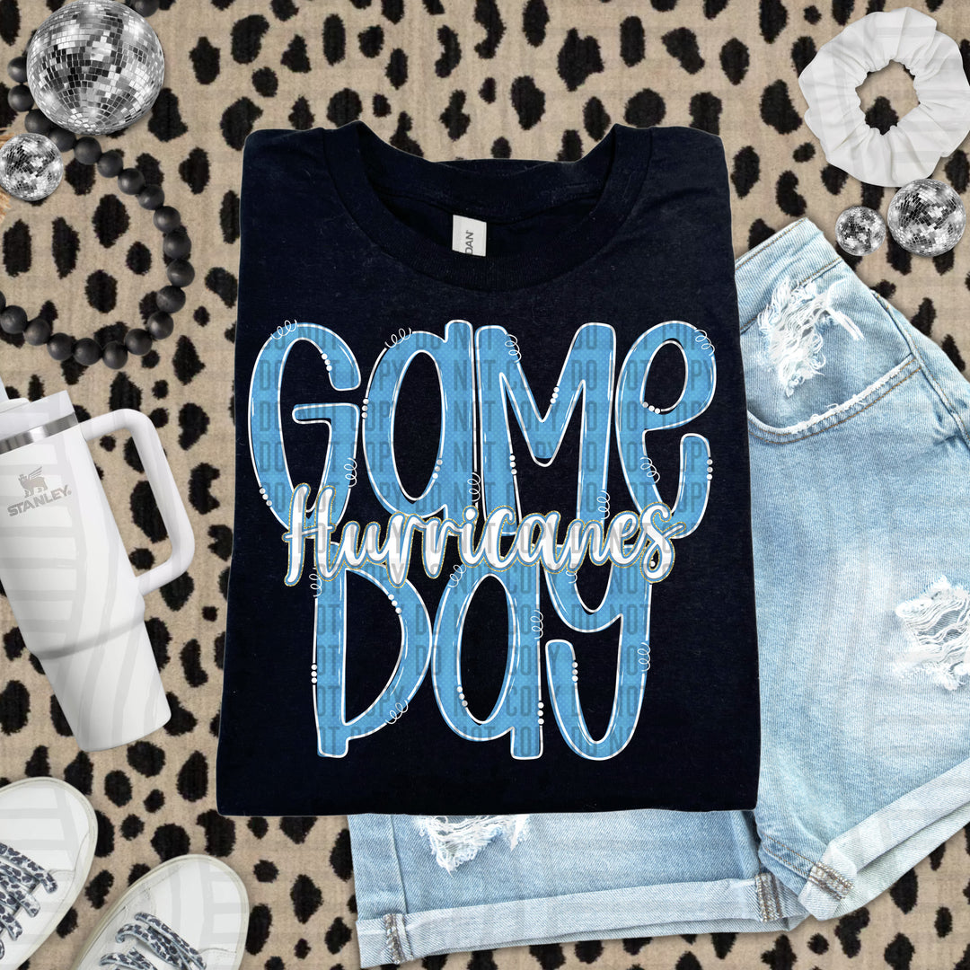 Doodle Gameday Light Blue DTF Print