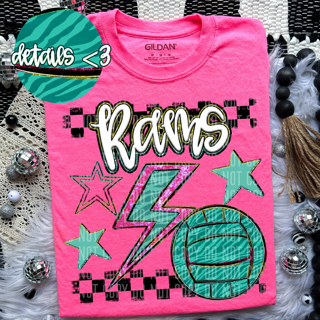 Rainbow Volleyball Bolts DTF Print