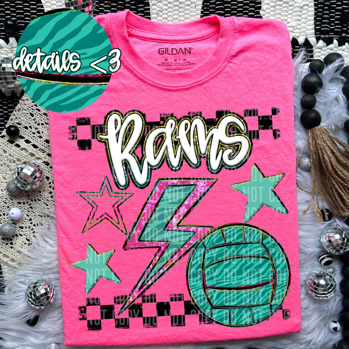 Rainbow Volleyball Bolts DTF Print