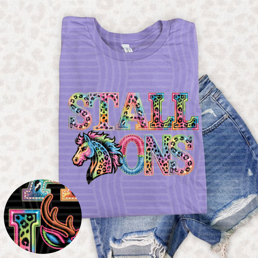 Rainbow Mascot Heads Stacked DTF Print