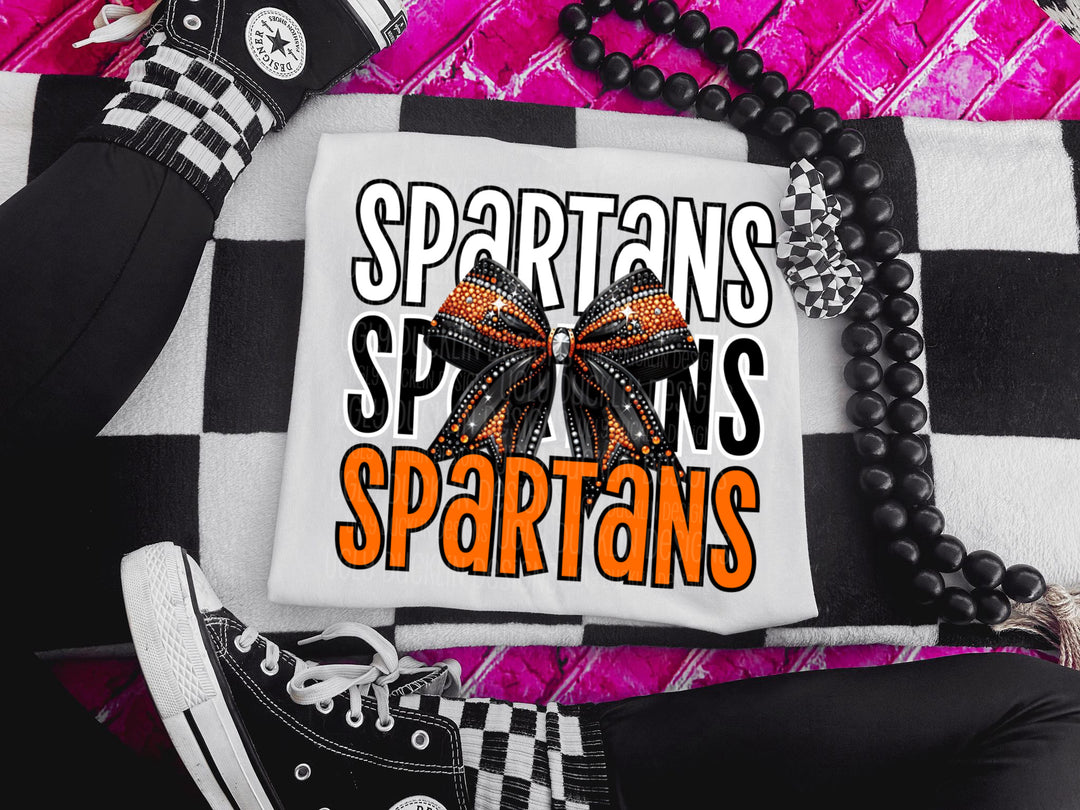 Spartans (Orange and Black) with Bow DTF Print