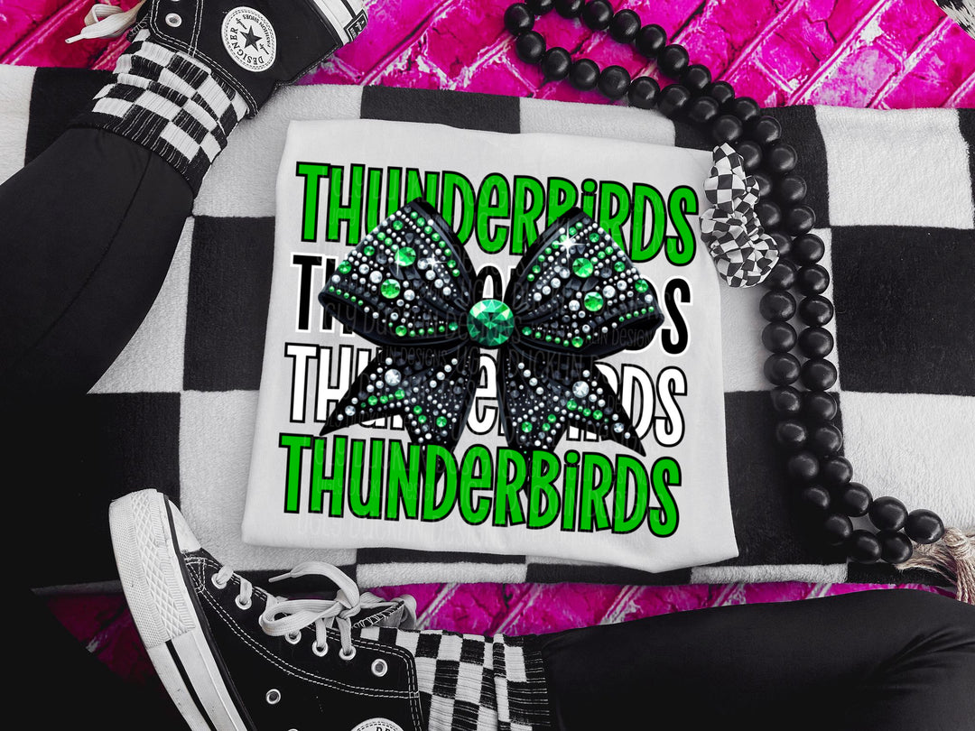 Thunderbirds (Green and Black) with Bow DTF Print