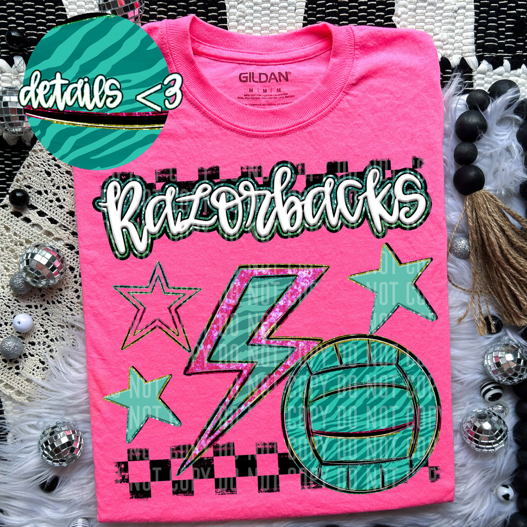 Rainbow Volleyball Bolts DTF Print