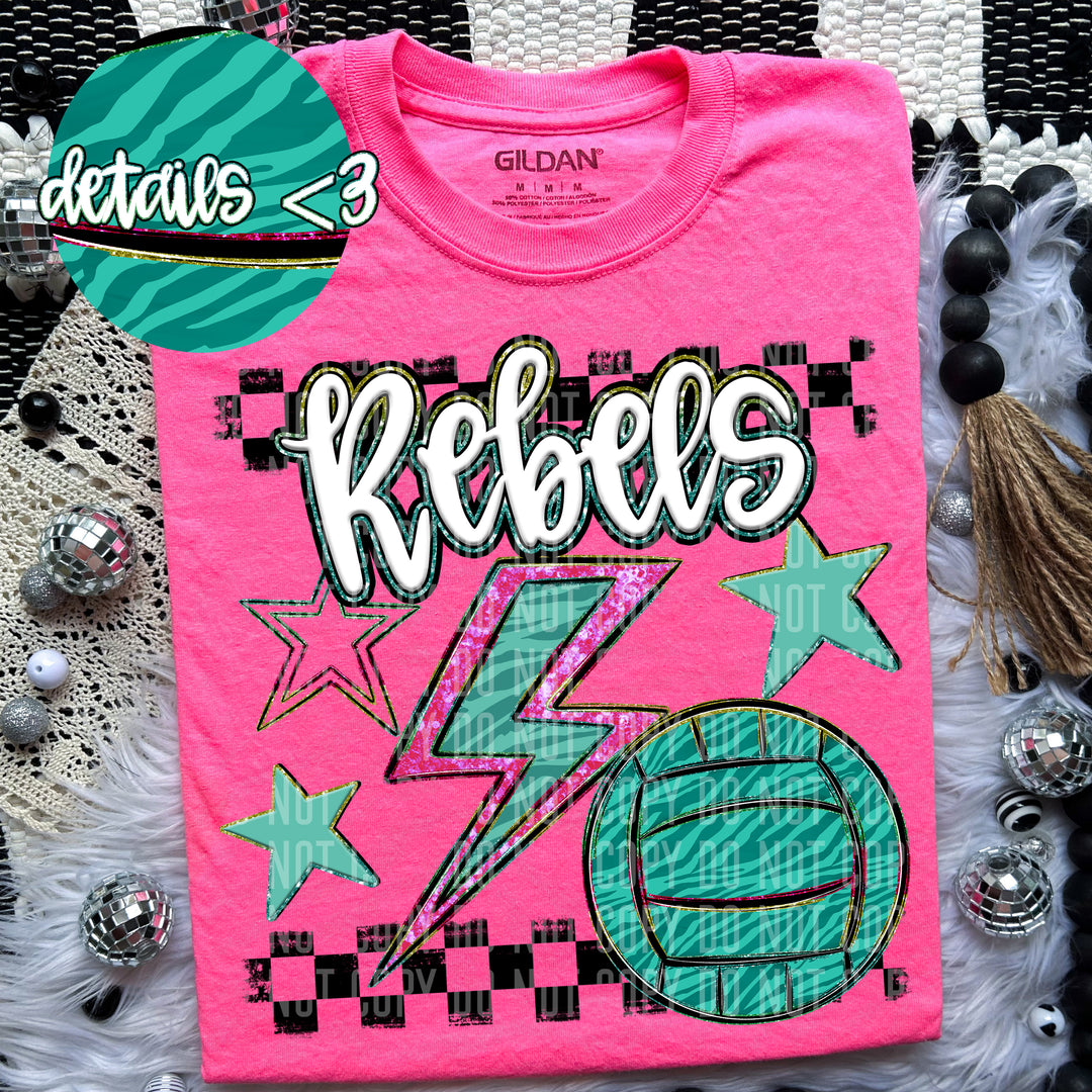 Rainbow Volleyball Bolts DTF Print