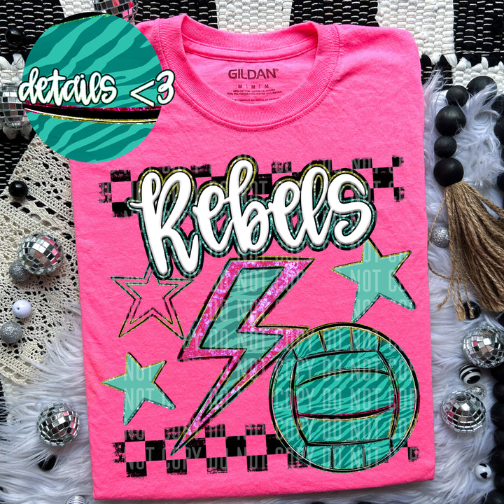 Rainbow Volleyball Bolts DTF Print