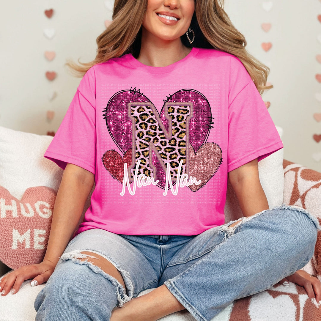 Pink Leopard Valentine Names  DTF Print