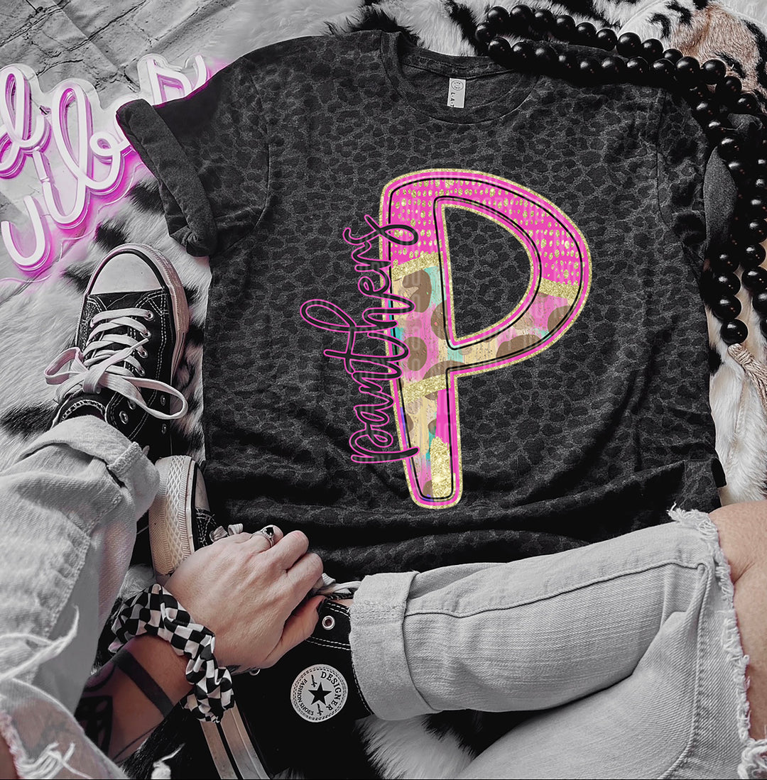 Rainbow Leopard Single Letters DTF Print