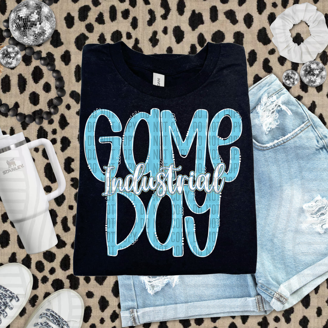 Doodle Gameday Bright Blue DTF Print