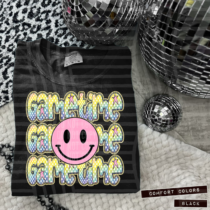 Pink Smiley Triple Stack DTF Print