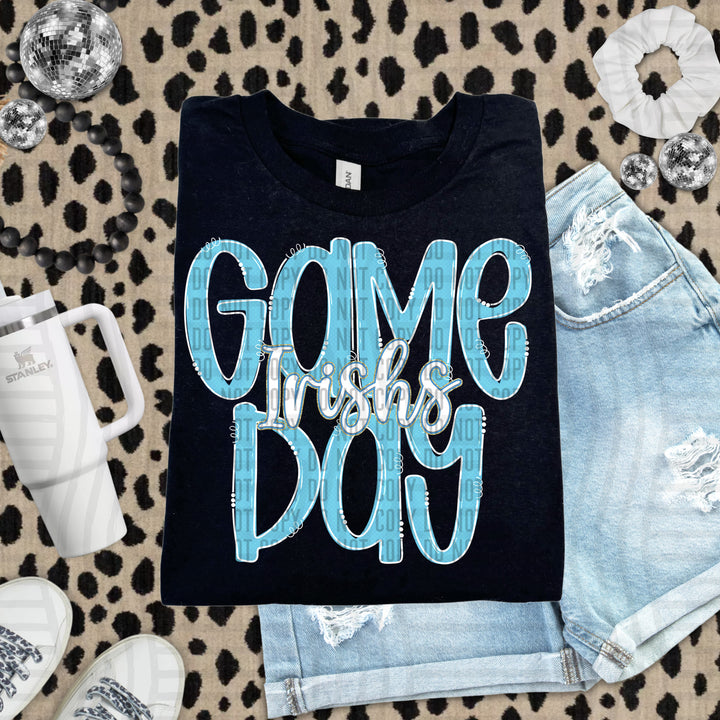 Doodle Gameday Bright Blue DTF Print