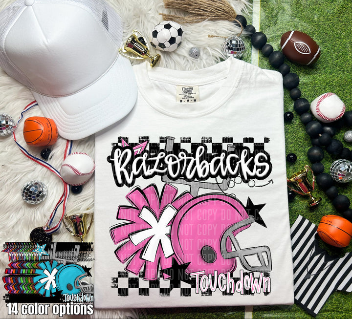 Helmet Pom Mascots Colors Purple DTF Print