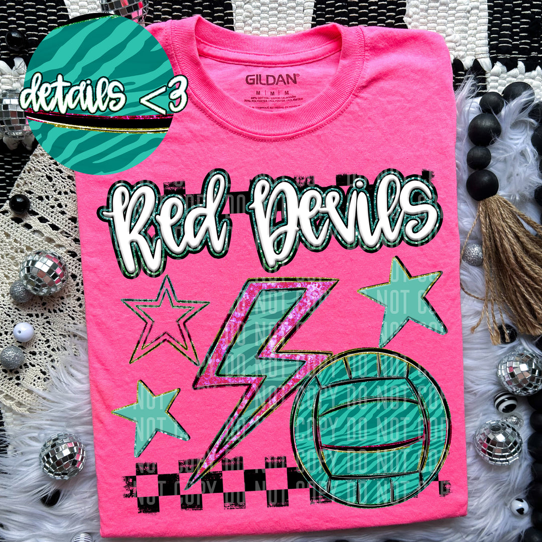 Rainbow Volleyball Bolts DTF Print