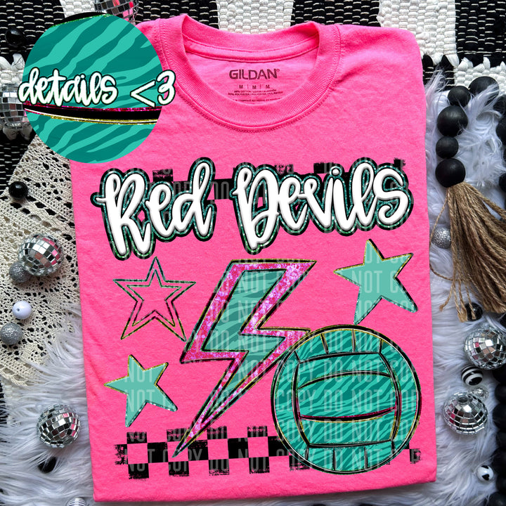 Rainbow Volleyball Bolts DTF Print