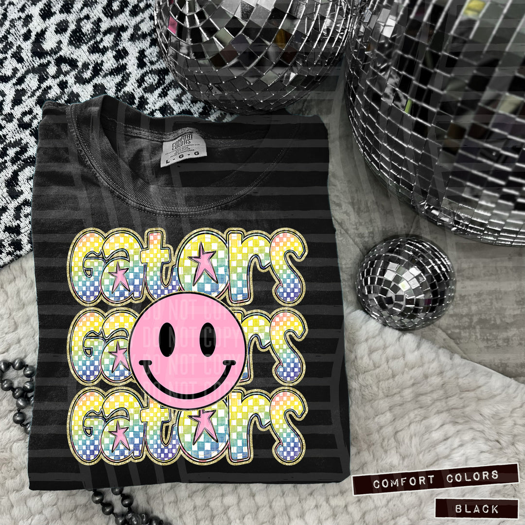Pink Smiley Triple Stack DTF Print