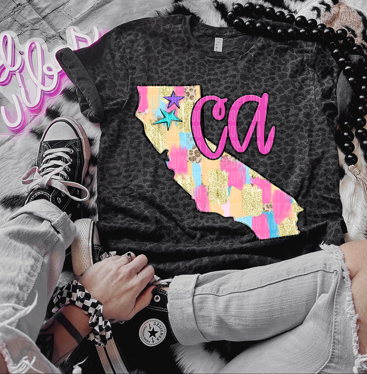 Preppy Bright Brushstroke States DTF Print