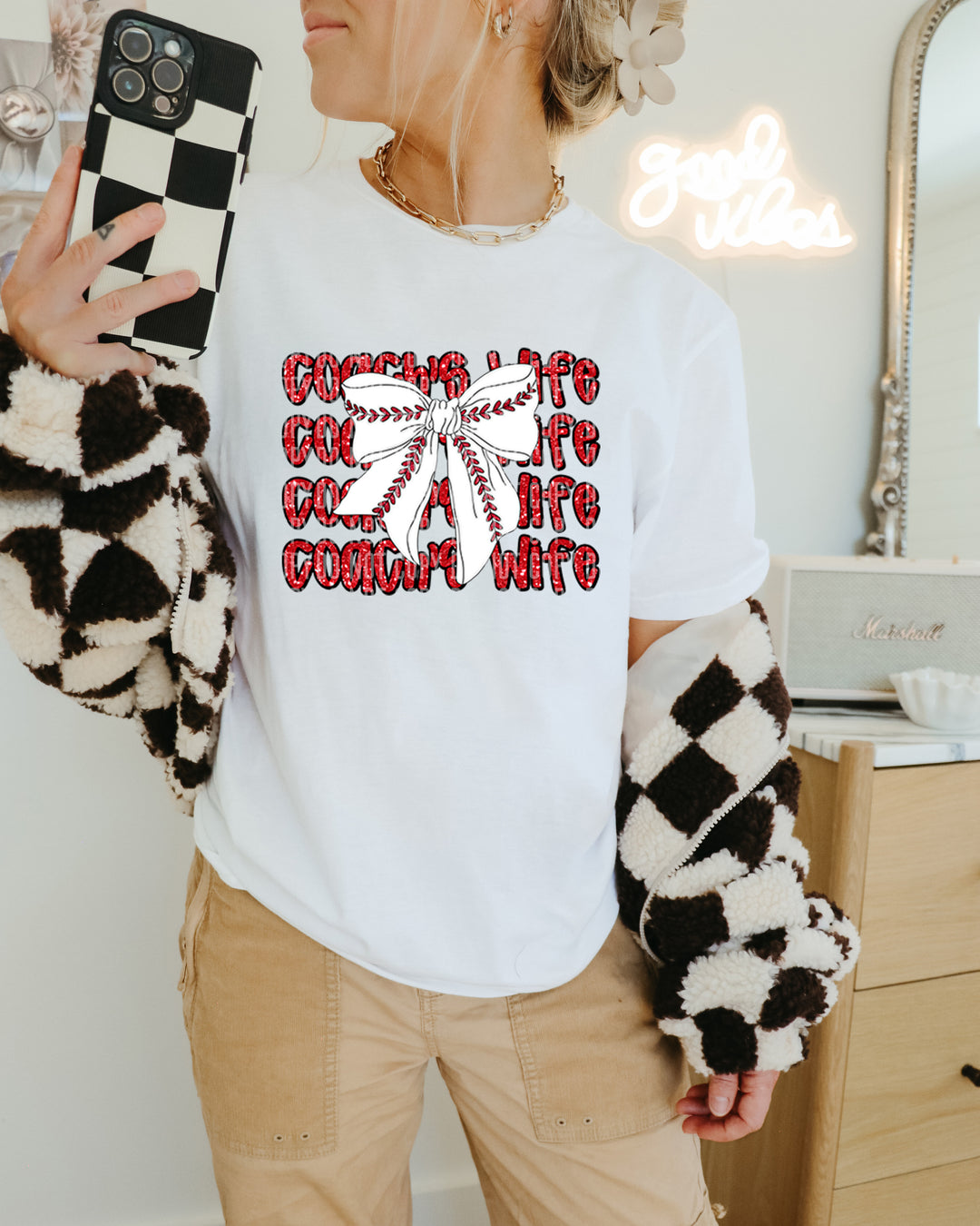 Baseball Bow With Names DTF Print