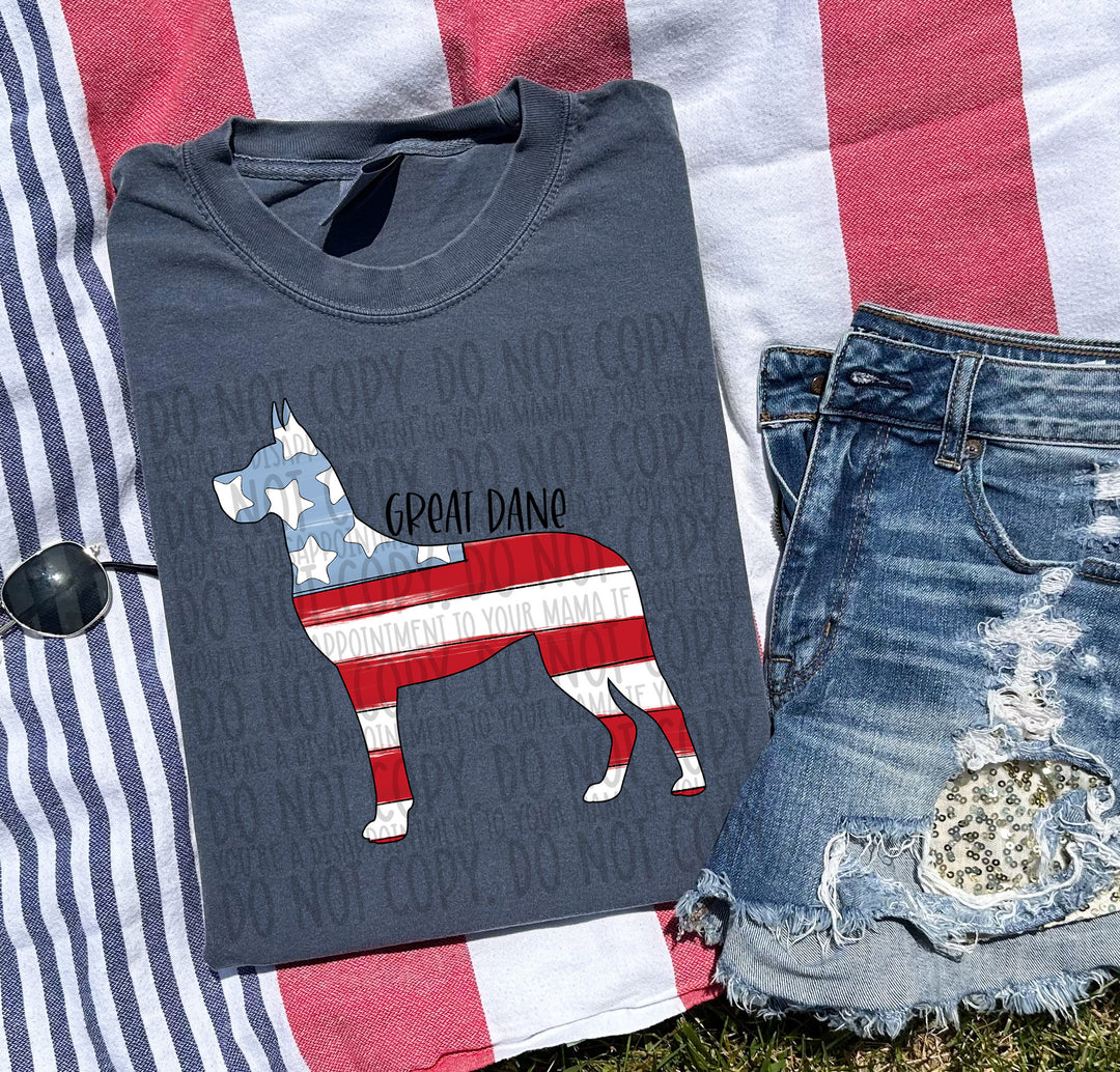 Patriotic Dog Designs Black Text DTF Print