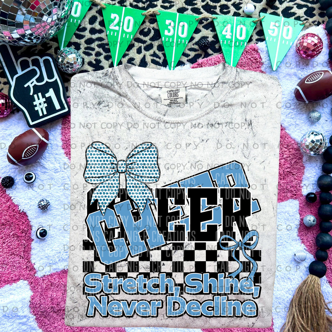 Stretch Shine Never Decline Cheer DTF Print