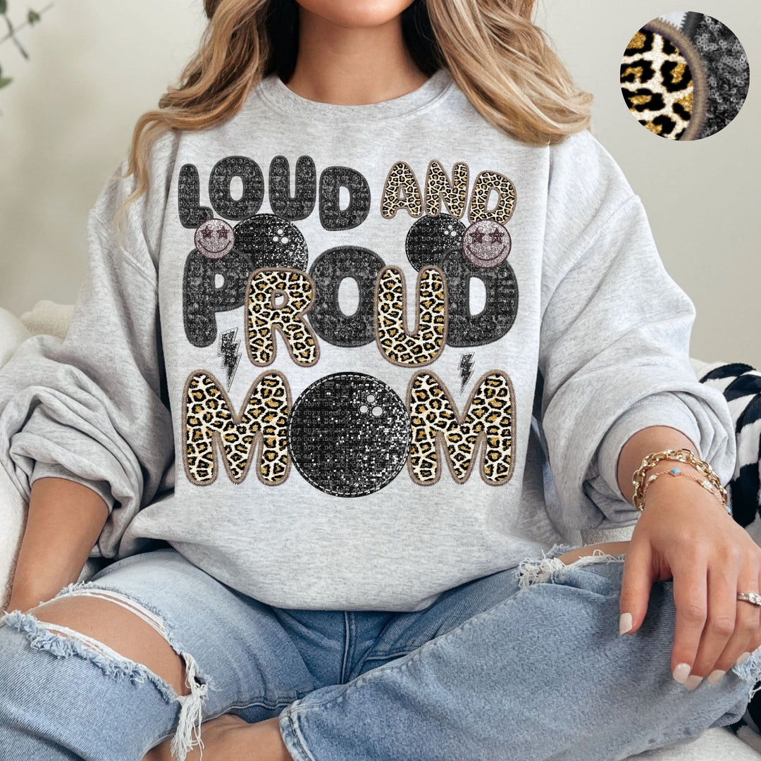 Loud and Proud Sports Mom Leopard Faux Embroidery DTF Print