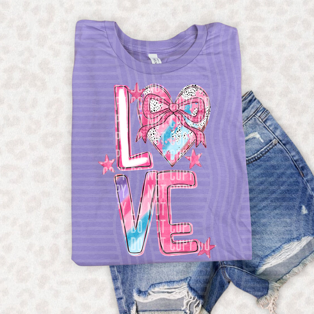 Love Heart Bow DTF Print