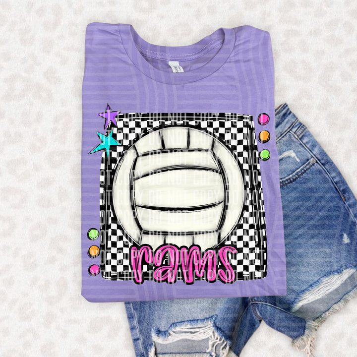 Bright Preppy Volleyball DTF Print