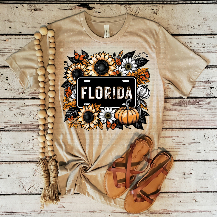 Floral State License Plate States DTF Print