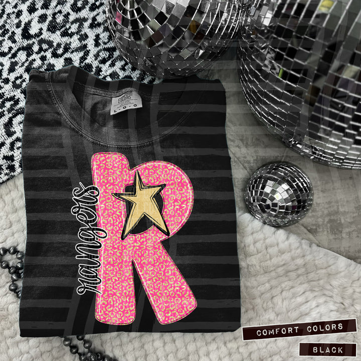 Pink Leopard Initial DTF Print