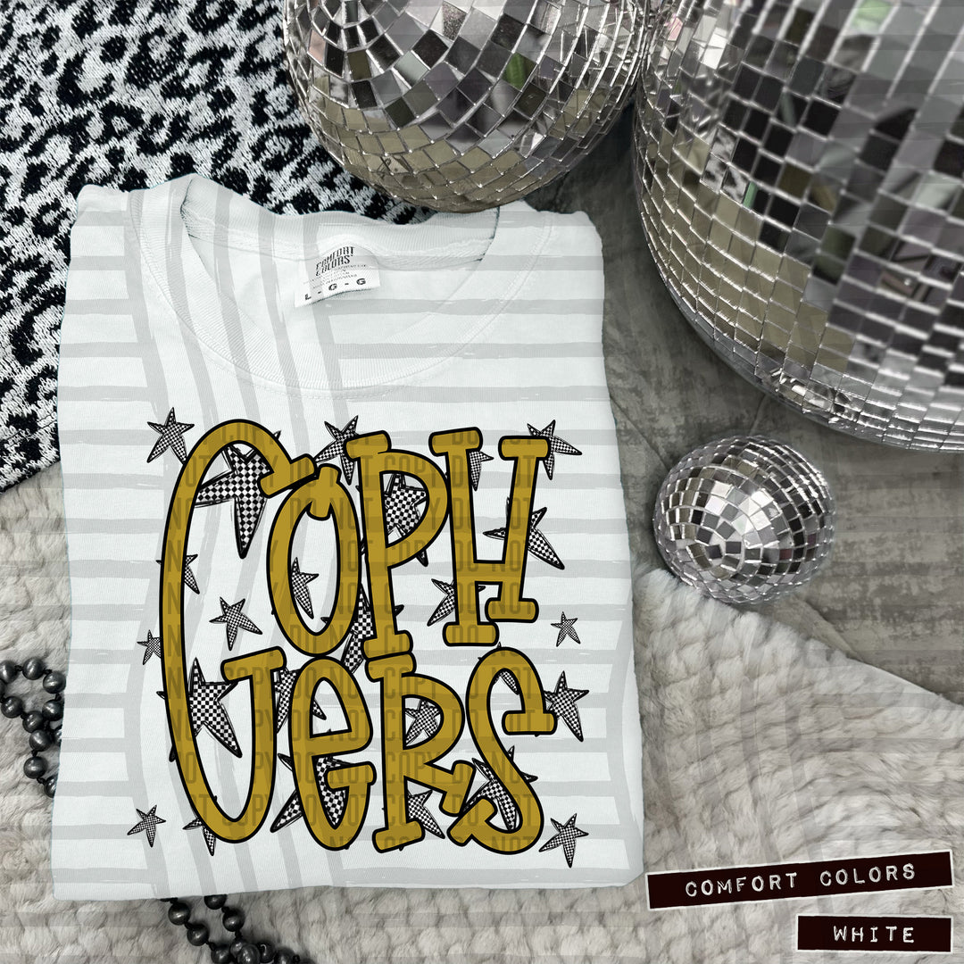 Gold Staggered DTF Print