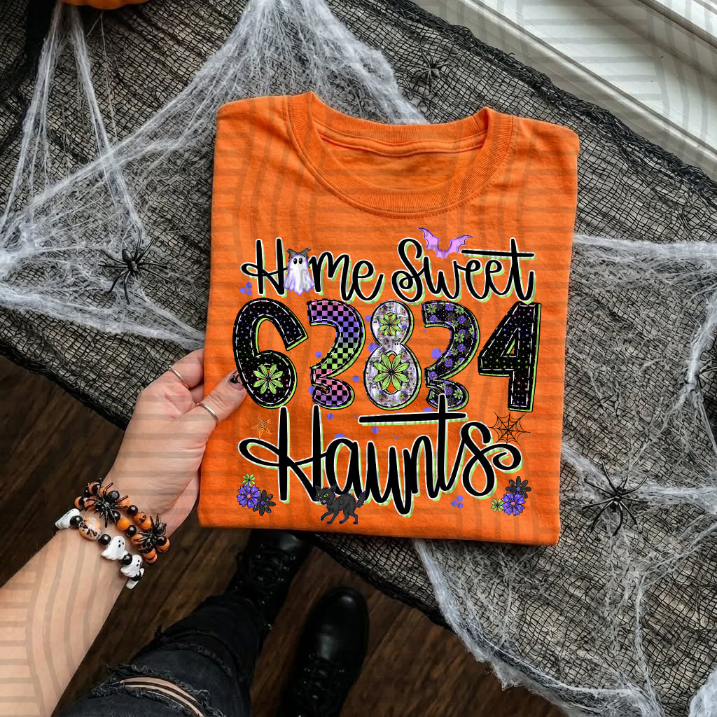 Home Sweet Haunts Zip Codes DTF Print