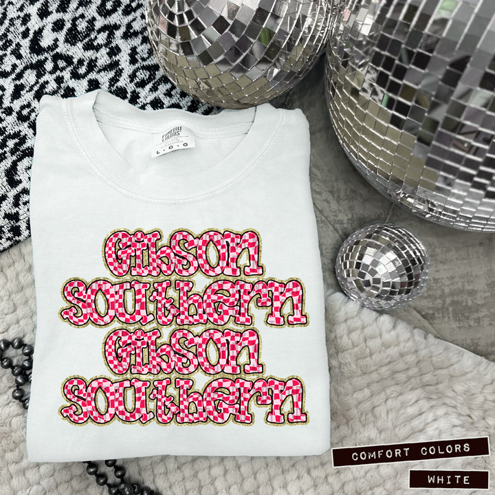 Pink Checks DTF Print