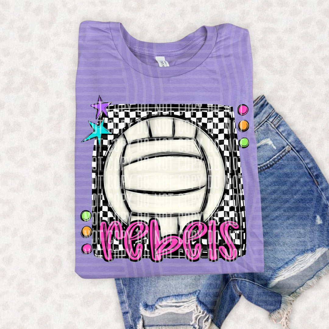 Bright Preppy Volleyball DTF Print