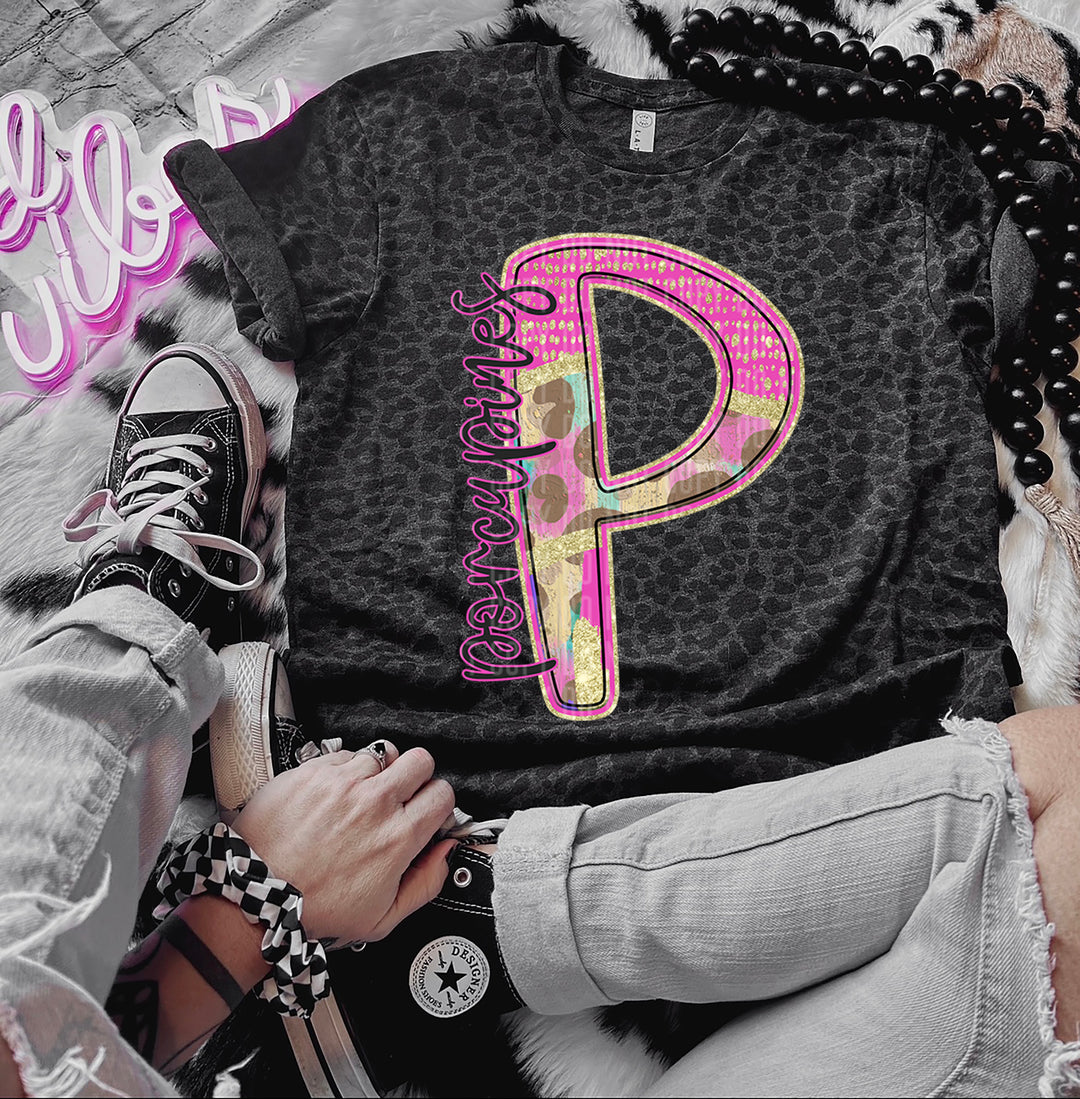 Rainbow Leopard Single Letters DTF Print