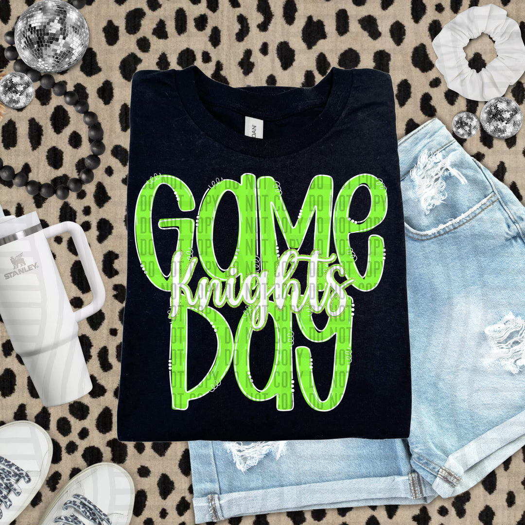 Doodle Gameday Lime DTF Print